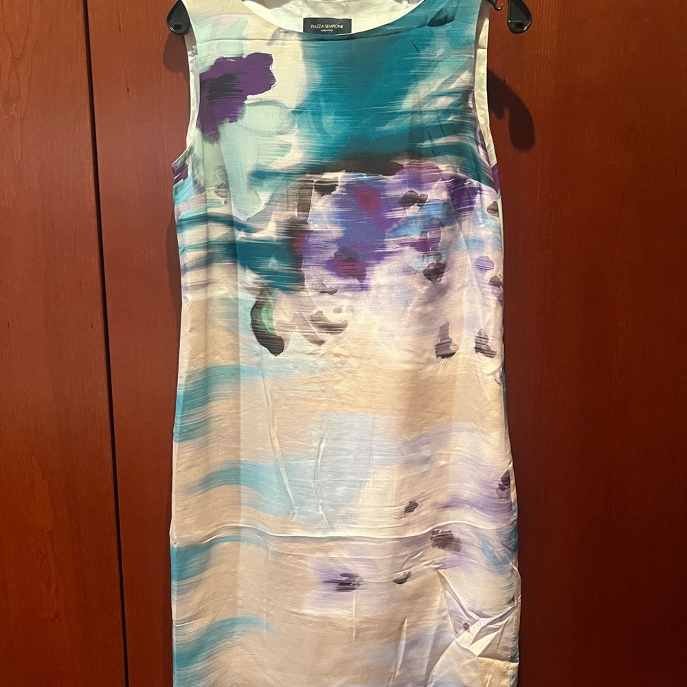 Piazza Sempione Teal and Purple Sleeveless Blouse